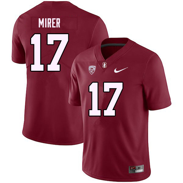 Youth #17 Charlie Mirer Stanford Cardinal College 2023 Football Stitched Jerseys Sale-Cardinal